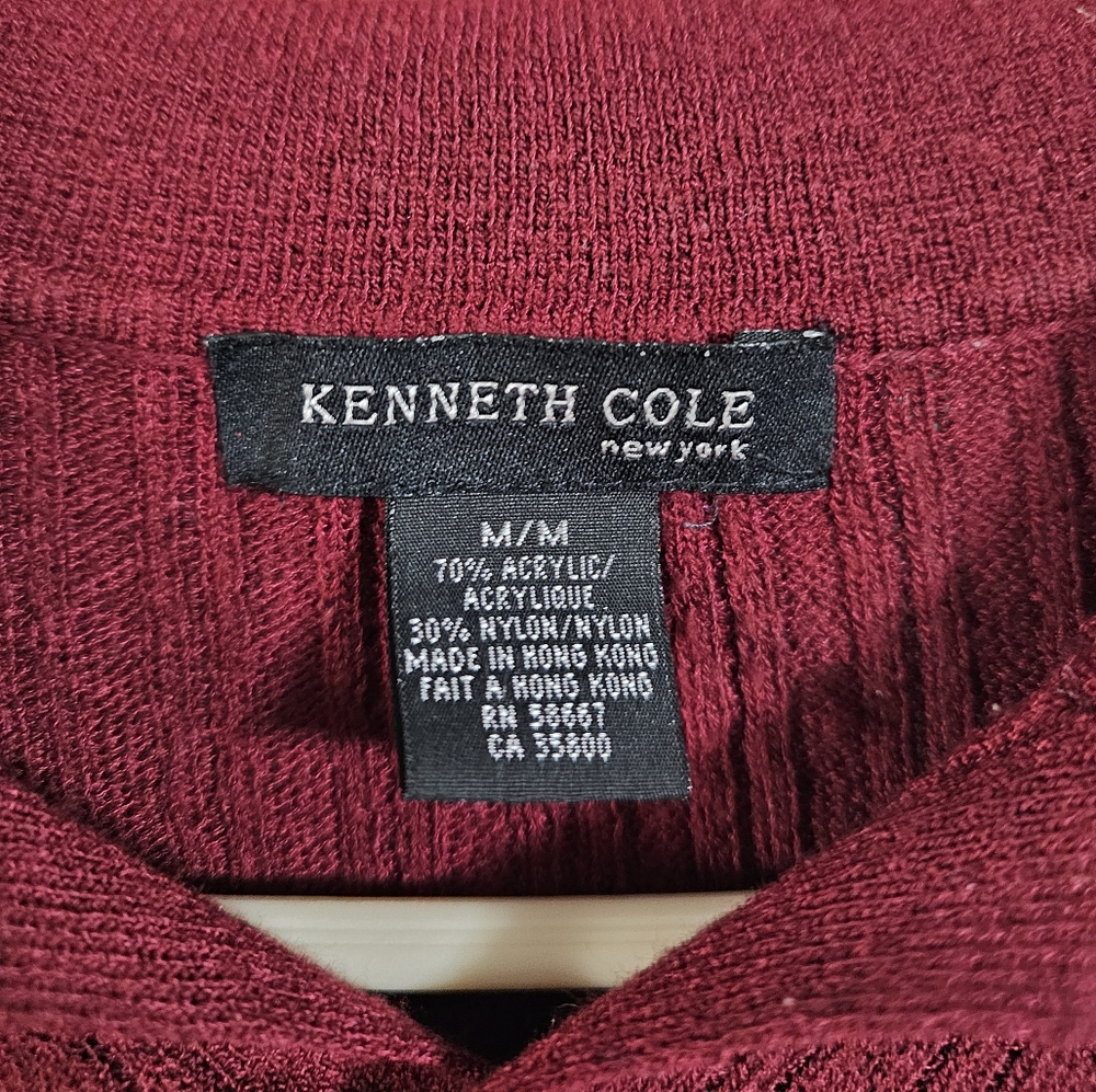 Kenneth Cole New York Men Size M Ribbed Sweater Red Knit Long Sleeve Investment - Picture 4 of 7